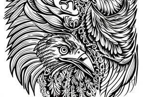 eagle with ornaments around it realism. tattoo idea