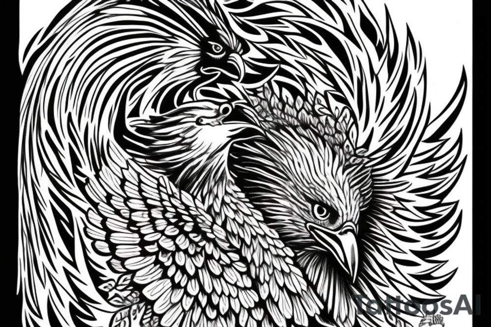 eagle with ornaments around it realism. tattoo idea