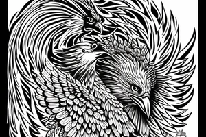 eagle with ornaments around it realism. tattoo idea