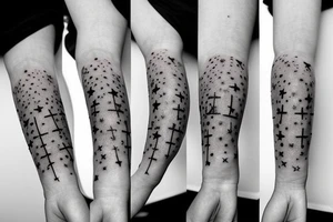 100s of tiny stars on my righr arm with some flowers and tiny music notes tattoo idea