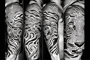 A line art design of a tiger tattoo idea