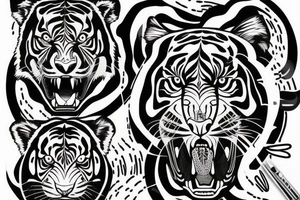 A line art design of a tiger tattoo idea