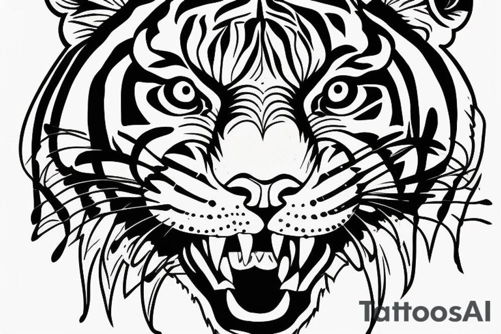 A line art design of a tiger, design only tattoo idea