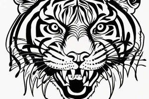 A line art design of a tiger, design only tattoo idea