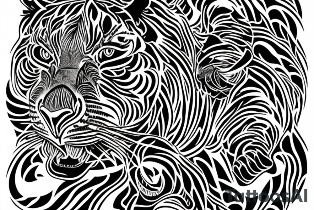 A line art design of a tiger, design only tattoo idea