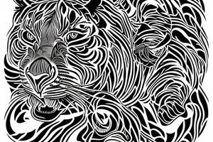 A line art design of a tiger, design only tattoo idea