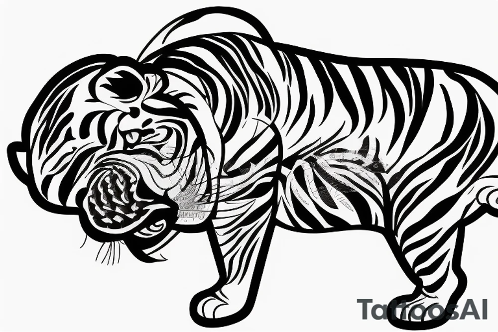 A line art design of a tiger of full body,
design only tattoo idea