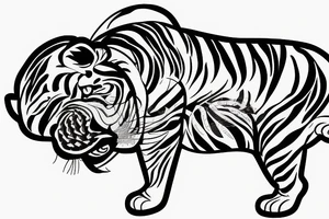 A line art design of a tiger of full body,
 design only tattoo idea