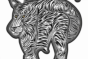 A line art design of a tiger of full body,
 design only tattoo idea