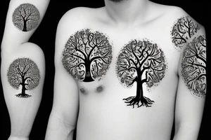 tree of life, family of 4, father, autism, sleeve design tattoo idea