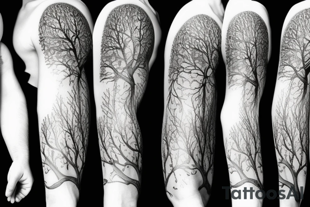 tree of life, family of 4, father, autism, sleeve design tattoo idea