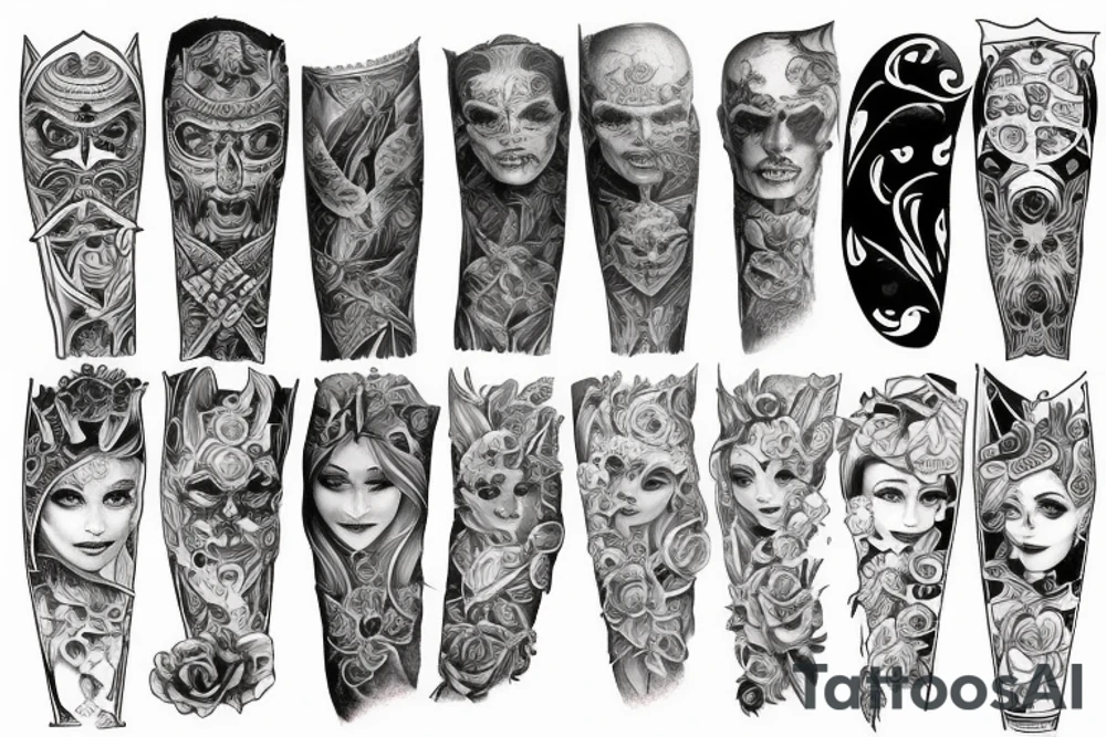 family full sleeve tattoo idea