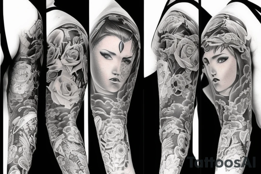 family full sleeve tattoo idea