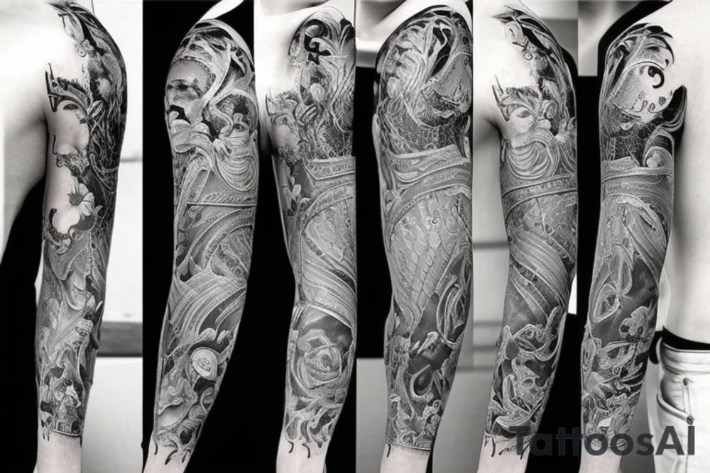 family full sleeve tattoo idea