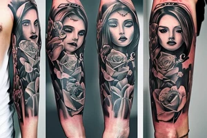 family full sleeve tattoo idea