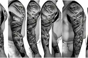 hunting, outdoors full sleeve tattoo idea