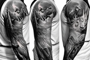 hunting, outdoors full sleeve tattoo idea