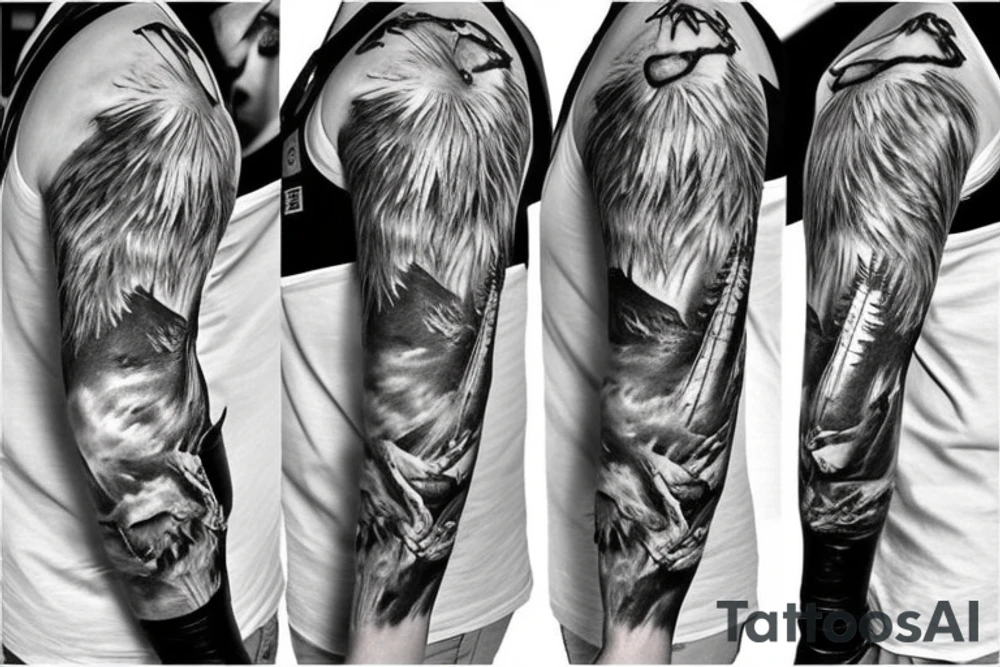 hunting, outdoors full sleeve tattoo idea