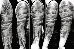 hunting, outdoors full sleeve tattoo idea