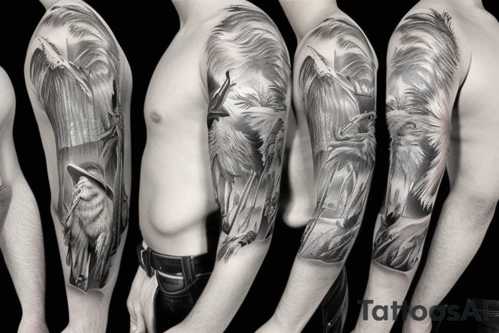 hunting, outdoors full sleeve tattoo idea