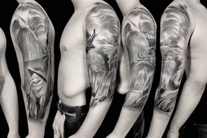 hunting, outdoors full sleeve tattoo idea