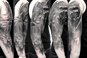 hunting, outdoors full sleeve tattoo idea