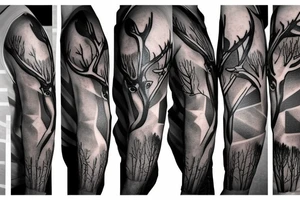 deer hunting full sleeve tattoo idea