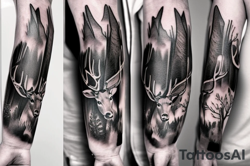 deer hunting full sleeve tattoo idea