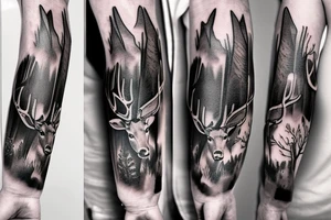 deer hunting full sleeve tattoo idea