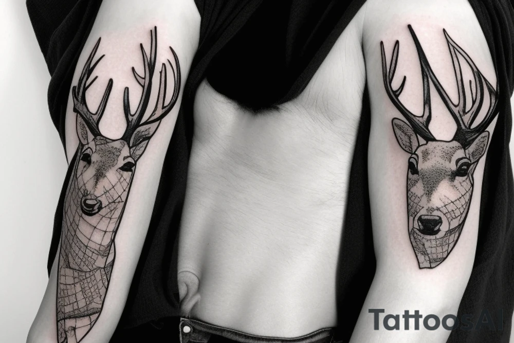 deer hunting full sleeve tattoo idea