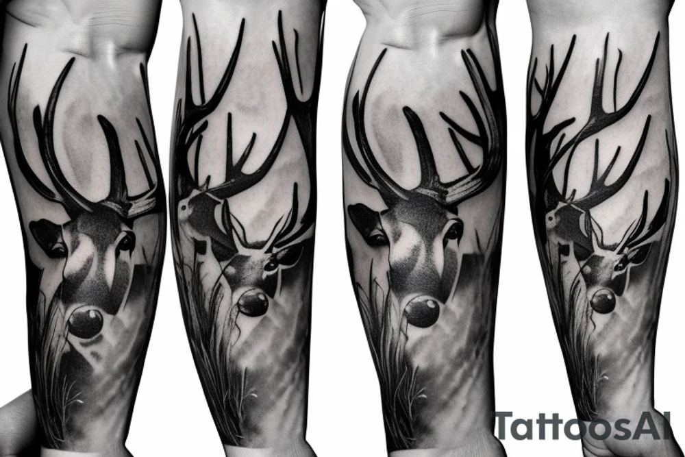 deer hunting full sleeve tattoo idea