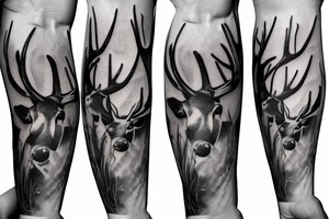 deer hunting full sleeve tattoo idea