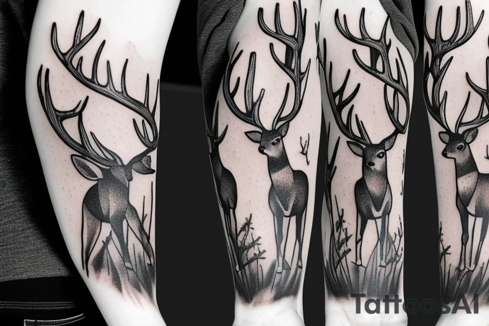 deer hunting full sleeve tattoo idea
