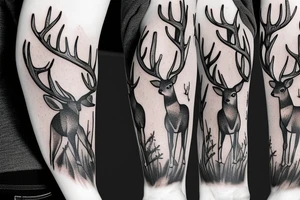 deer hunting full sleeve tattoo idea