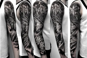 deer hunting full sleeve tattoo idea