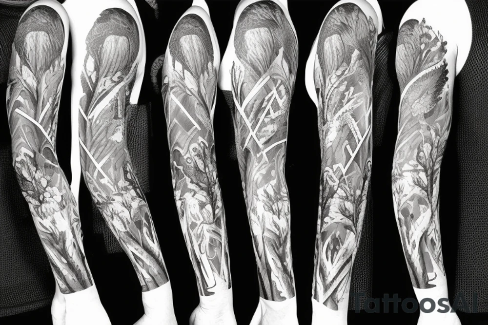 deer hunting full sleeve tattoo idea