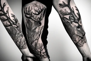 deer hunting full sleeve tattoo idea