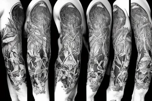 deer hunting full sleeve tattoo idea