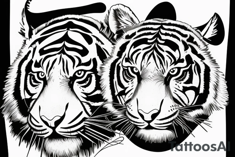 A line art design of a tiger of full body,
design only tattoo idea