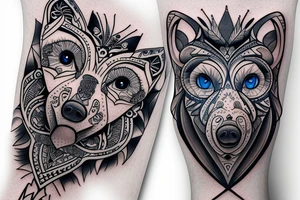 bear with blue eyes full sleeve tattoo idea