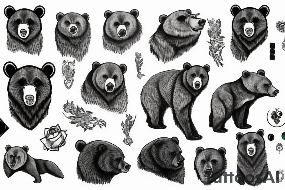 bear with blue eyes full sleeve tattoo idea