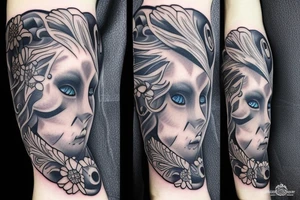 bear with blue eyes full sleeve tattoo idea