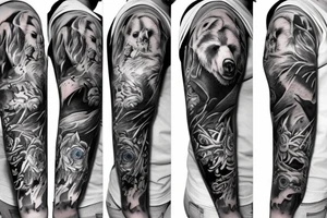 bear with blue eyes full sleeve tattoo idea