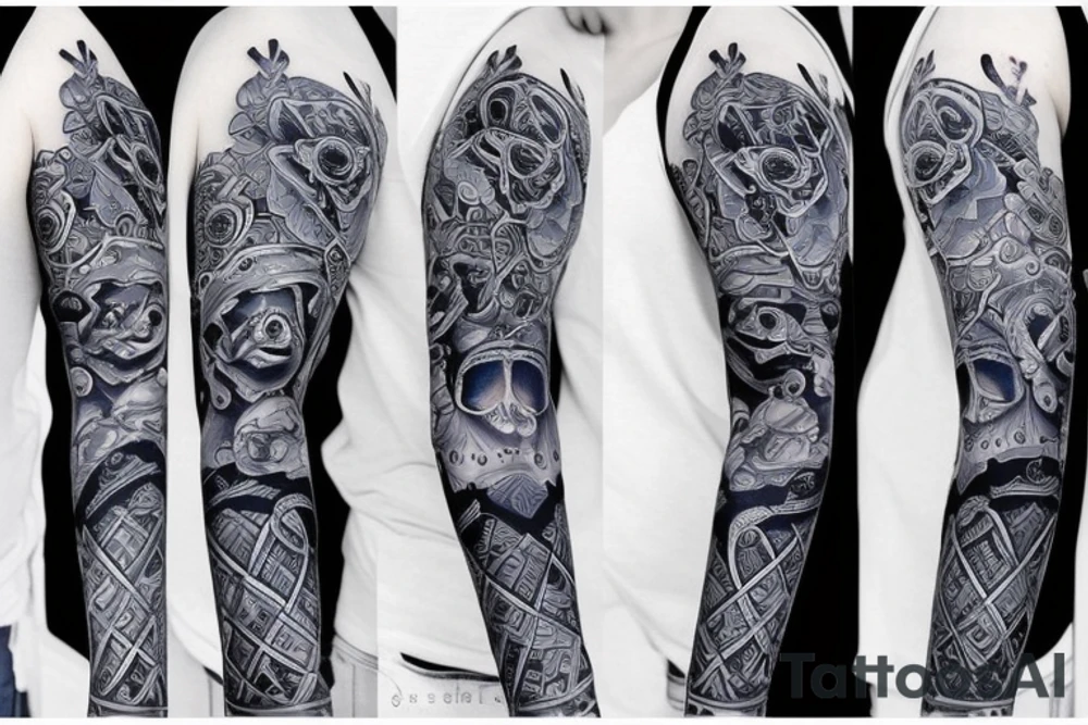 bear with blue eyes full sleeve tattoo idea