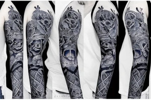 bear with blue eyes full sleeve tattoo idea