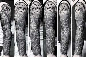 bear with blue eyes full sleeve tattoo idea