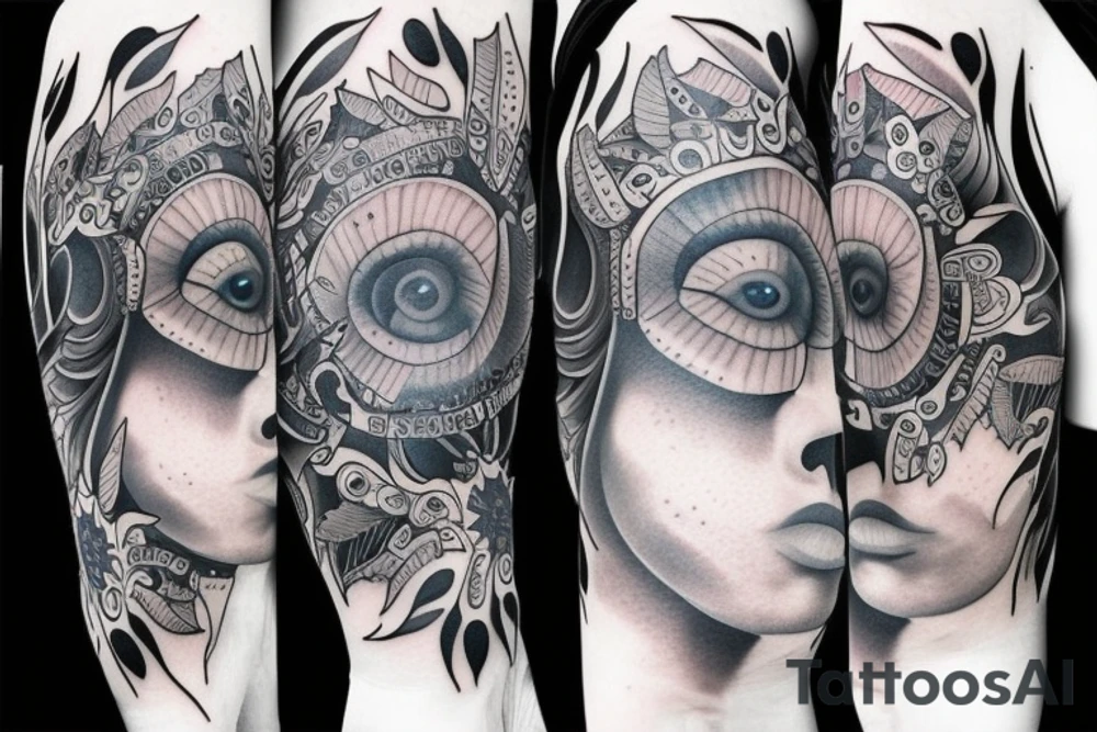 bear with blue eyes full sleeve tattoo idea