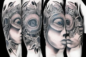 bear with blue eyes full sleeve tattoo idea