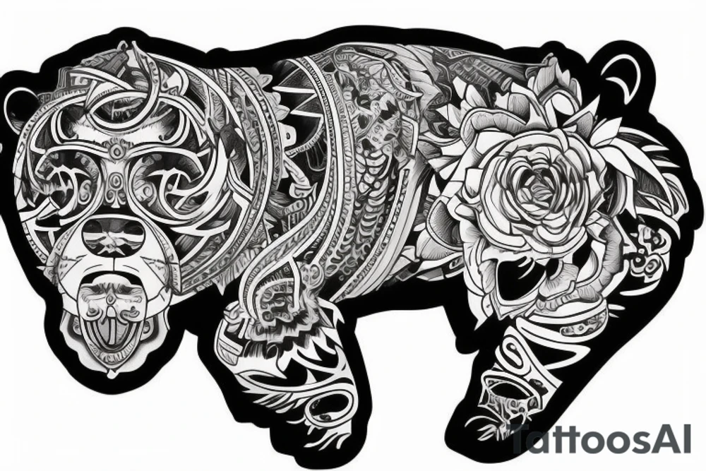 bear  full sleeve tattoo idea