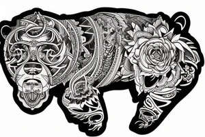 bear  full sleeve tattoo idea